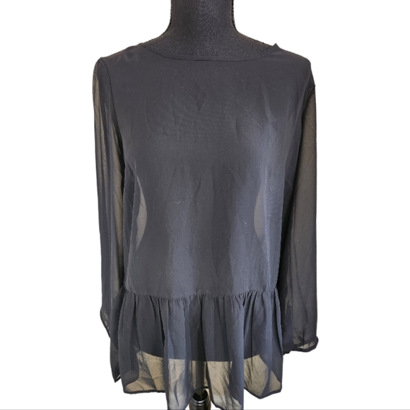 Old Navy Tops - NWT Old Navy sheer black tunic with hem ruffle
